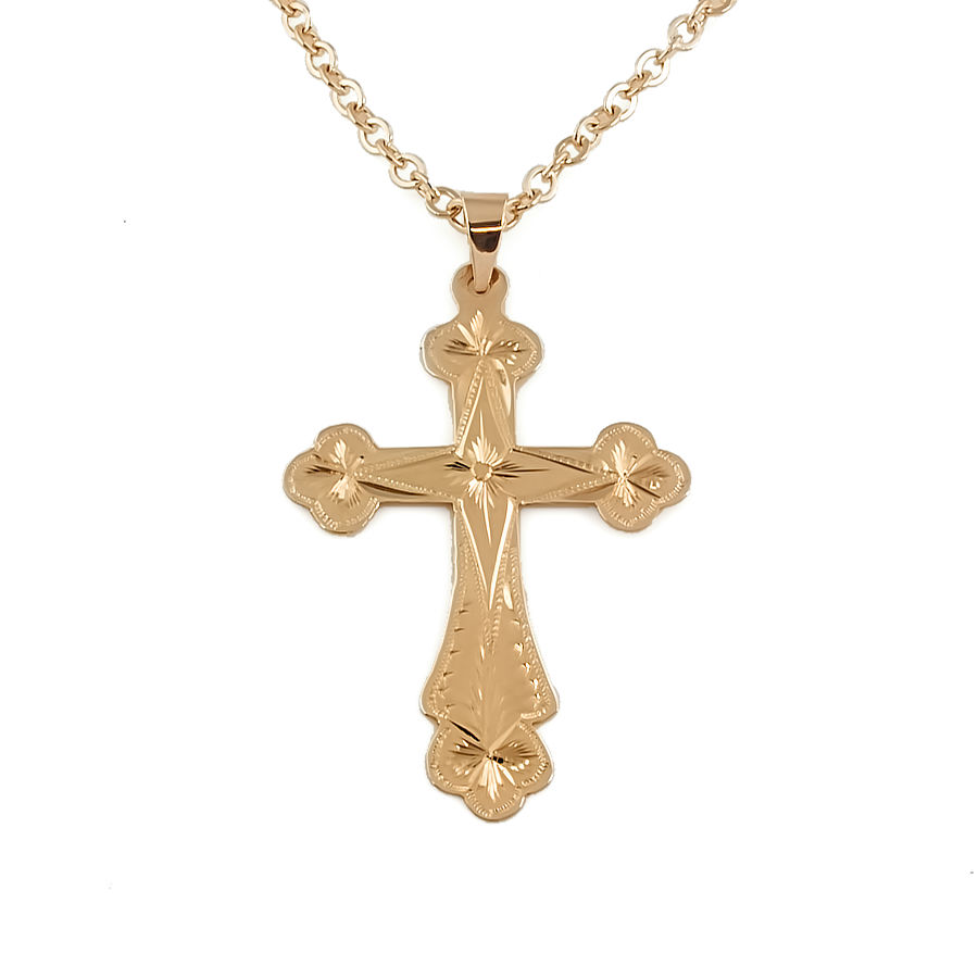 9ct gold 22 inch Cross Pendant with chain